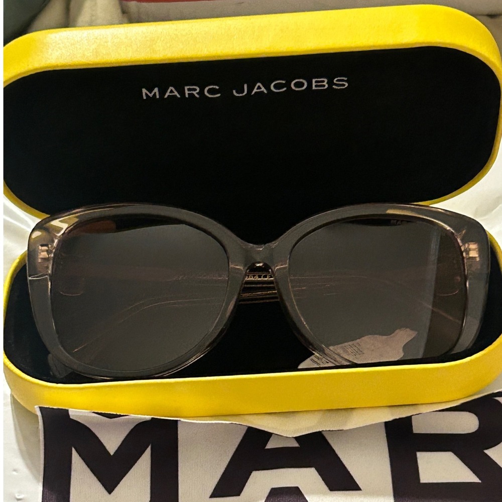 Marc Jacobs Women Transparent Tan Gold Glitter Hinge Gradient Sunglasses 488/S